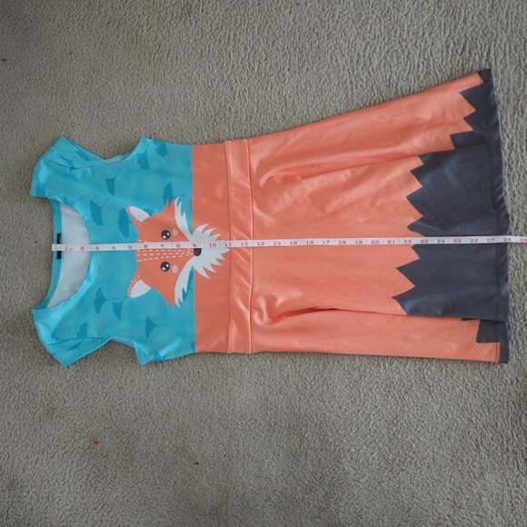 Fox Print Girls Dress for Kids Orange and Blue with Printed Tail Sz Girls 12 - Picture 10 of 10